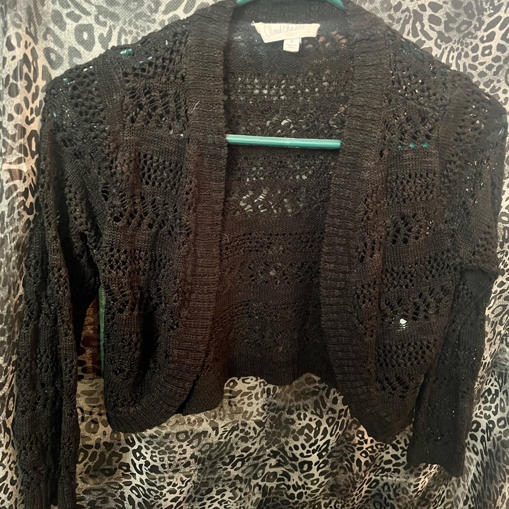 Venezia Elegant Black Open-Knit Shrug
